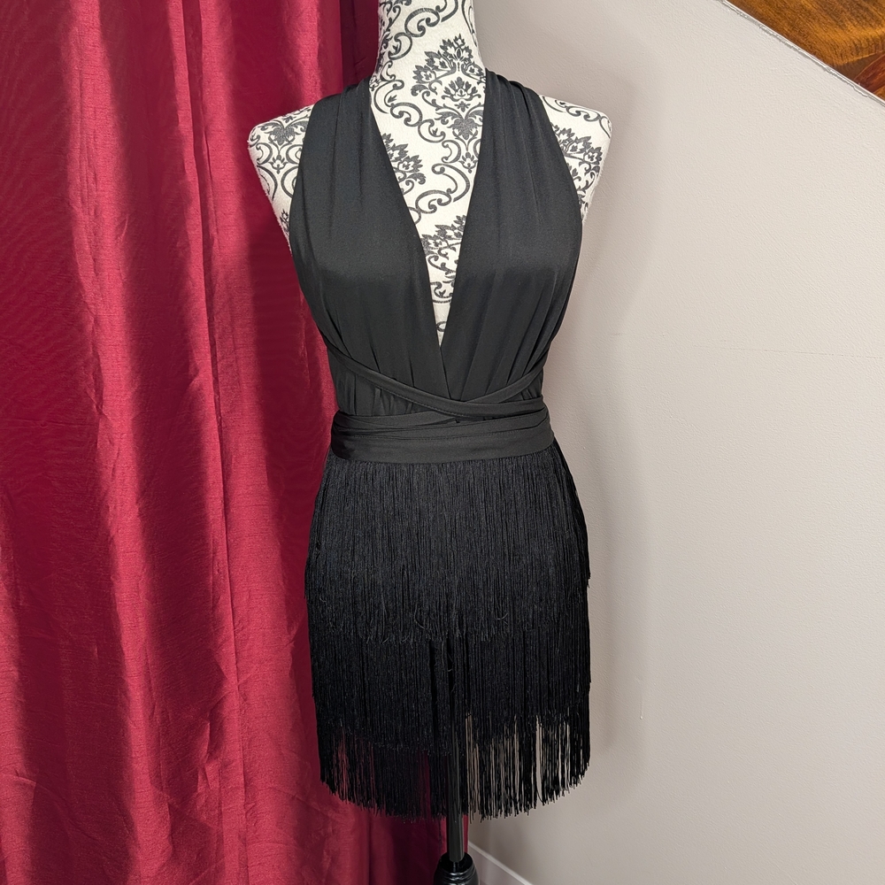 5 Piece Black Fringe Clothing Lot - Romper, Tops, Vest & Shorts- Small/26 - Picture 2 of 13
